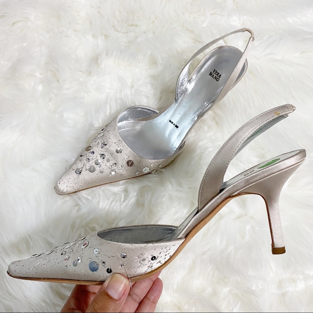 Vera Wang Embellished Satin Slingbacks- Size 37 (7)